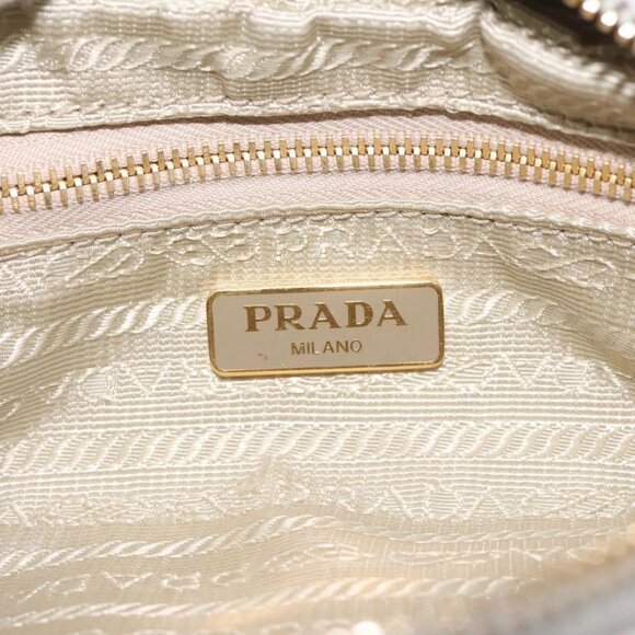 PRADA Pouch Canvas Gray Gold Auth ac3649 - Picture 13 of 16